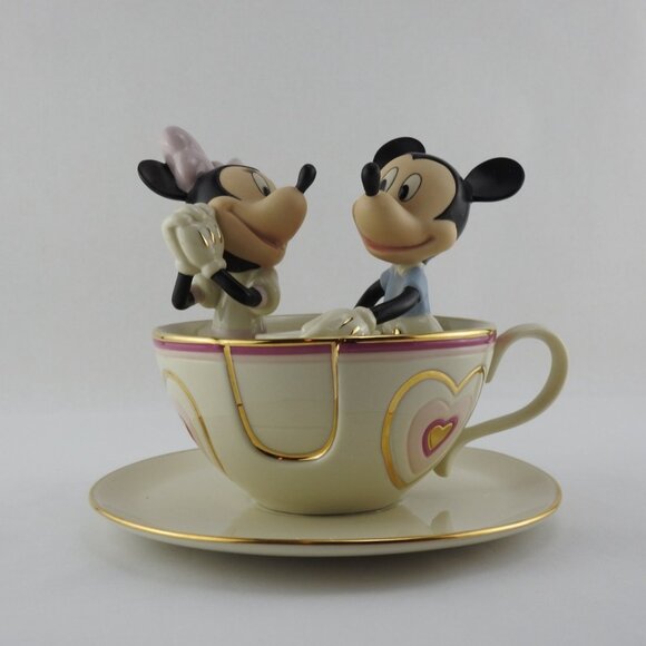 Lenox Disney 24K Gold Figurine Mickey Teacup Twirl Minnie Mouse Mad Tea Party - Picture 16 of 16